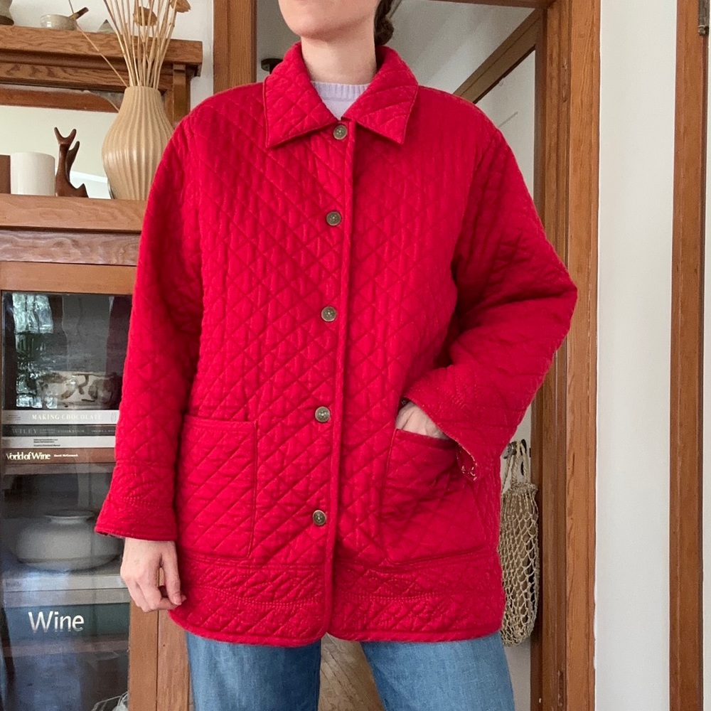 Vintage Quilted Jacket in Cherry Red